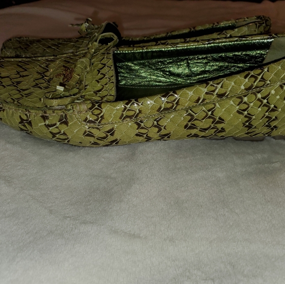 Prada Lime Green Snakeskin Almond Toe Loafers 37.5 - Picture 3 of 15